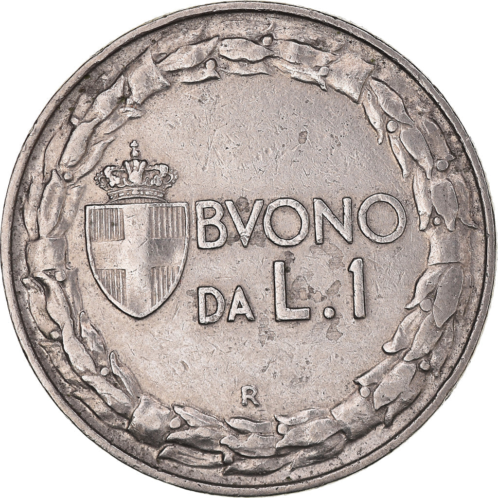 Italy Coin 1 Lira - Vittorio Emanuele III | Libertine | Savoy Shield | Olive | KM62 | 1922 - 1935