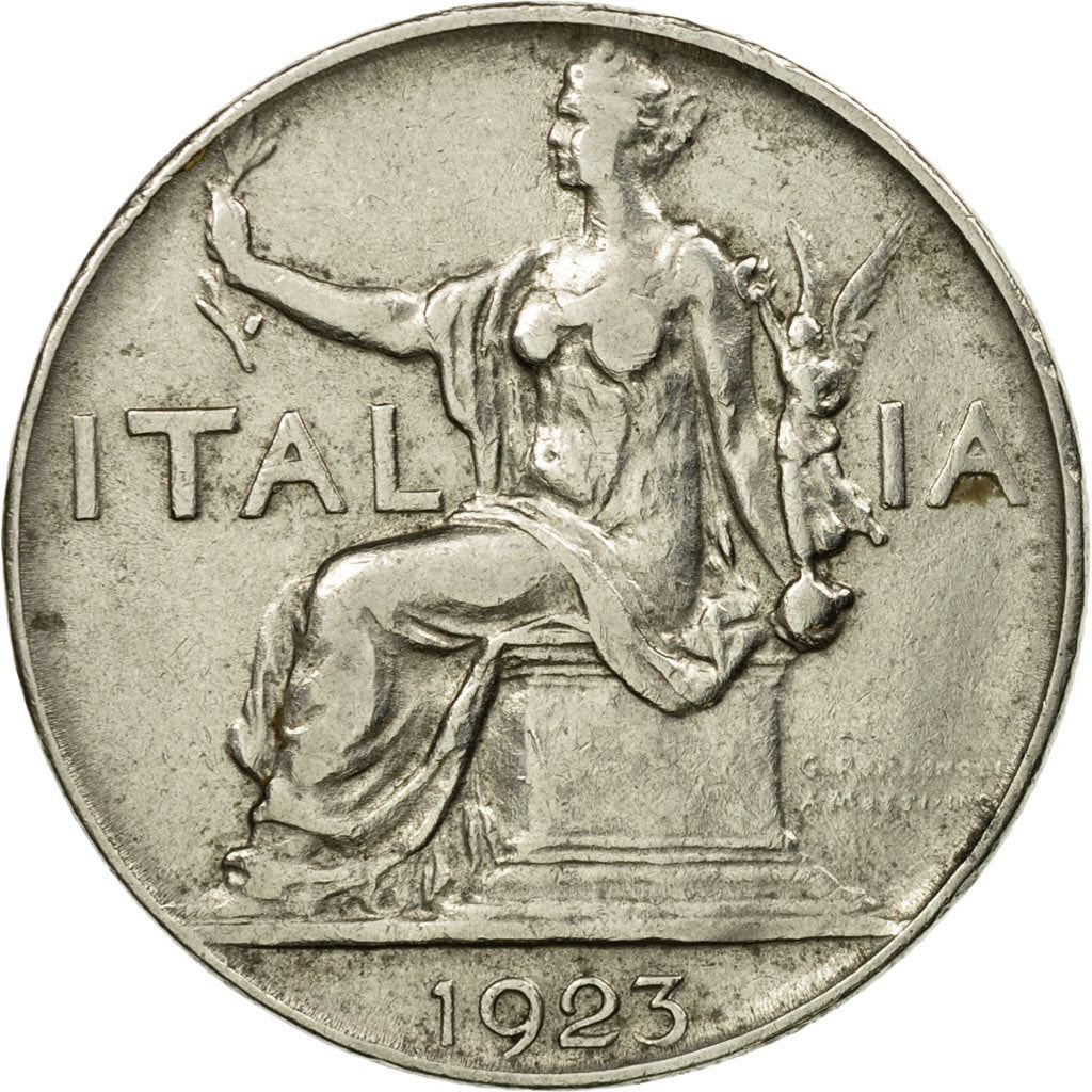 Italy Coin 1 Lira - Vittorio Emanuele III | Libertine | Savoy Shield | Olive | KM62 | 1922 - 1935