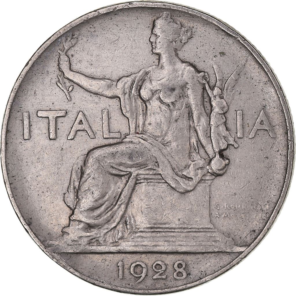 Italy Coin 1 Lira - Vittorio Emanuele III | Libertine | Savoy Shield | Olive | KM62 | 1922 - 1935