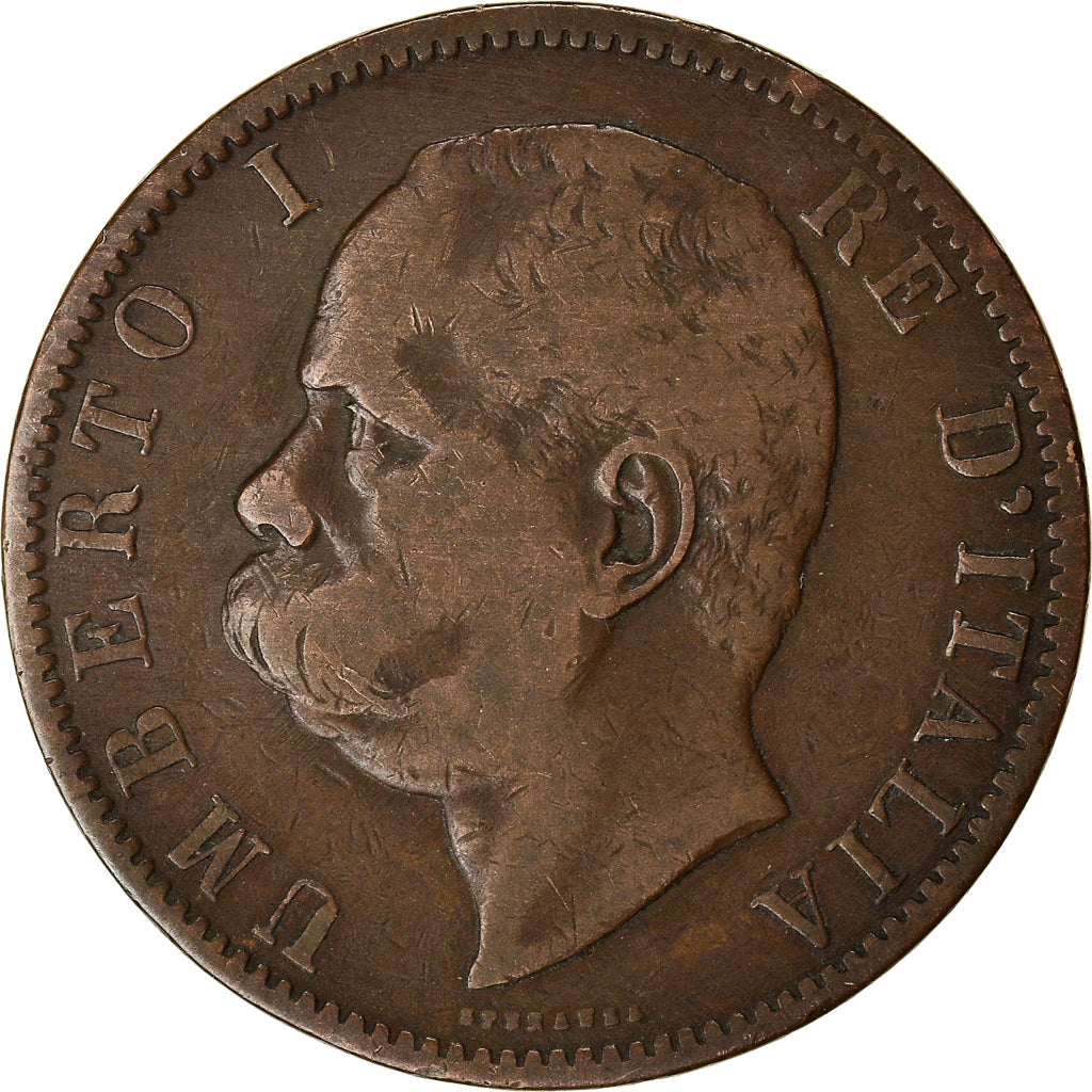 Italy Coin 10 Centesimi - Umberto I | Branch | Oak Laurel | Star | KM27 | 1893 - 1894