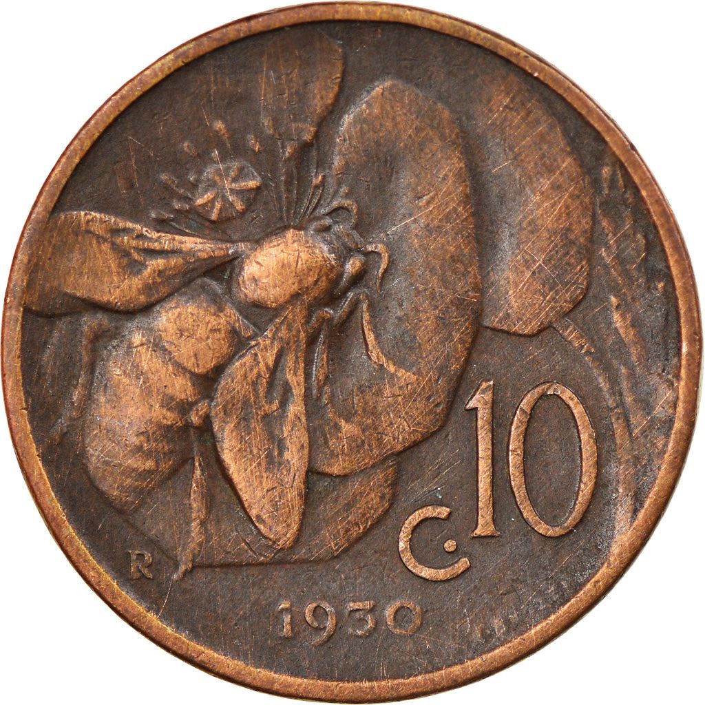 Italy Coin 10 Centesimi - Vittorio Emanuele III | honeybee | Flower | KM60 | 1919 - 1937