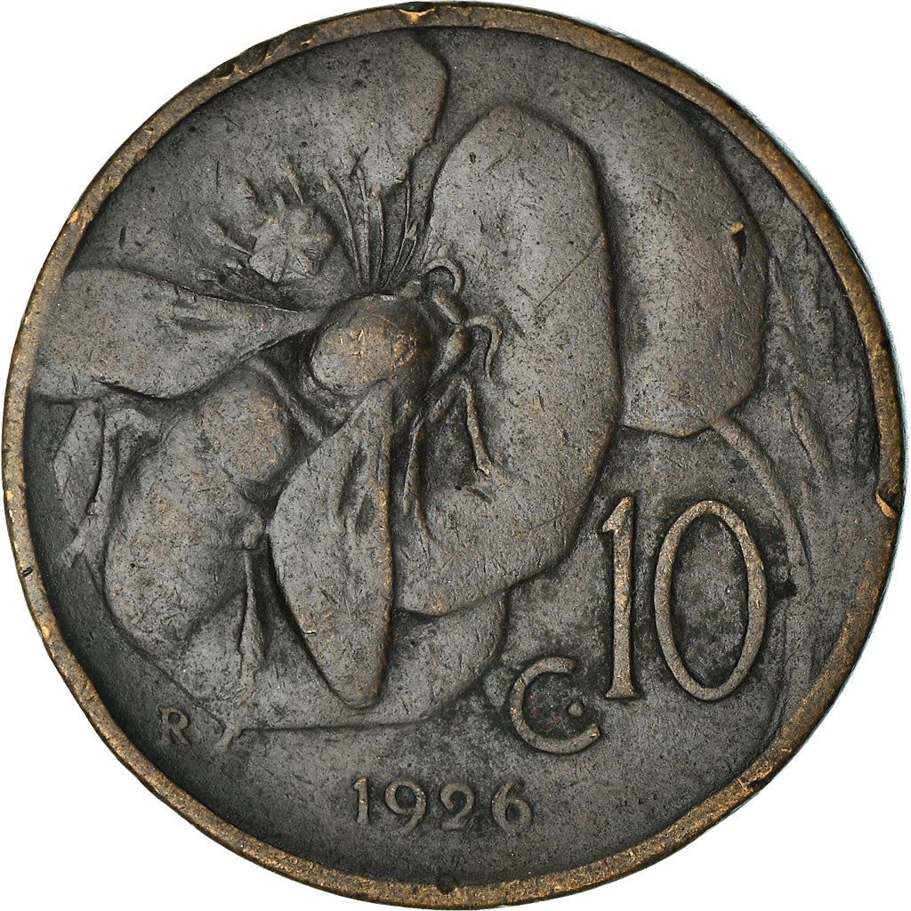 Italy Coin 10 Centesimi - Vittorio Emanuele III | honeybee | Flower | KM60 | 1919 - 1937