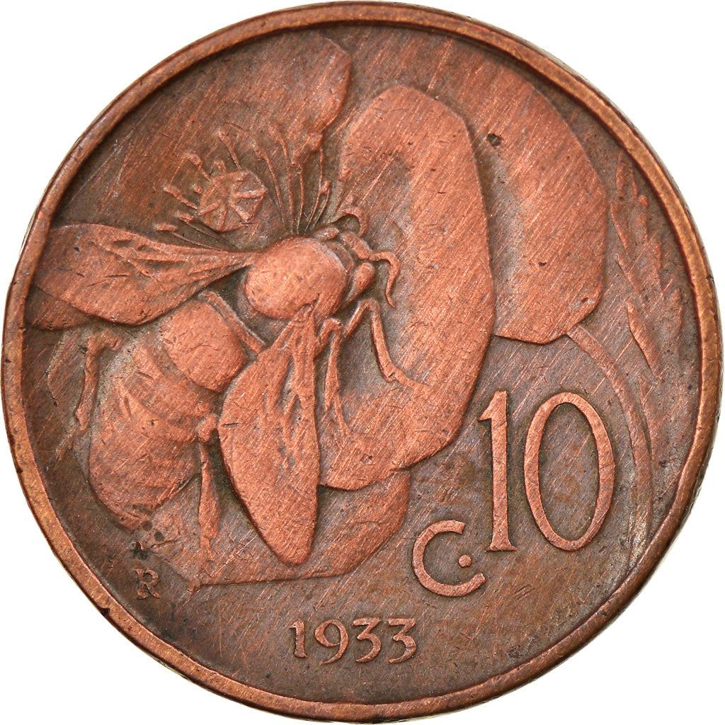 Italy Coin 10 Centesimi - Vittorio Emanuele III | honeybee | Flower | KM60 | 1919 - 1937