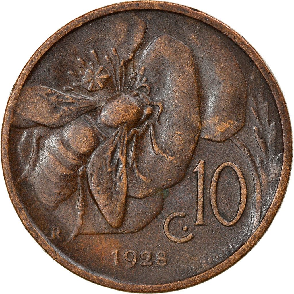 Italy Coin 10 Centesimi - Vittorio Emanuele III | honeybee | Flower | KM60 | 1919 - 1937