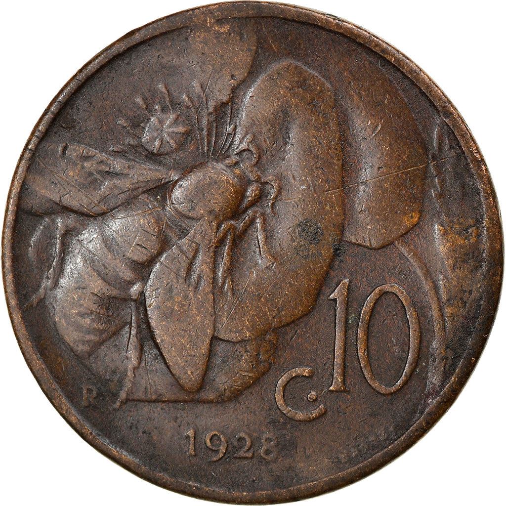 Italy Coin 10 Centesimi - Vittorio Emanuele III | honeybee | Flower | KM60 | 1919 - 1937