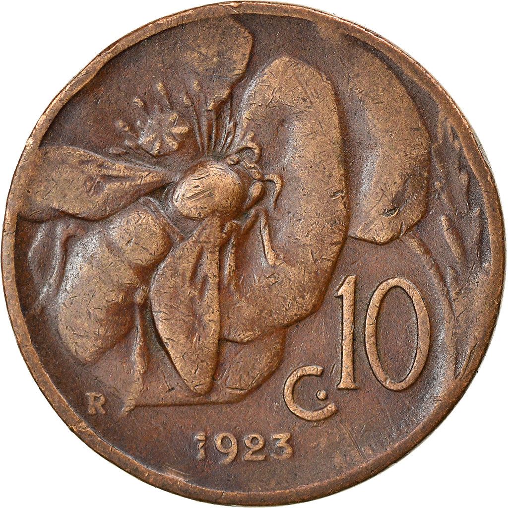 Italy Coin 10 Centesimi - Vittorio Emanuele III | honeybee | Flower | KM60 | 1919 - 1937