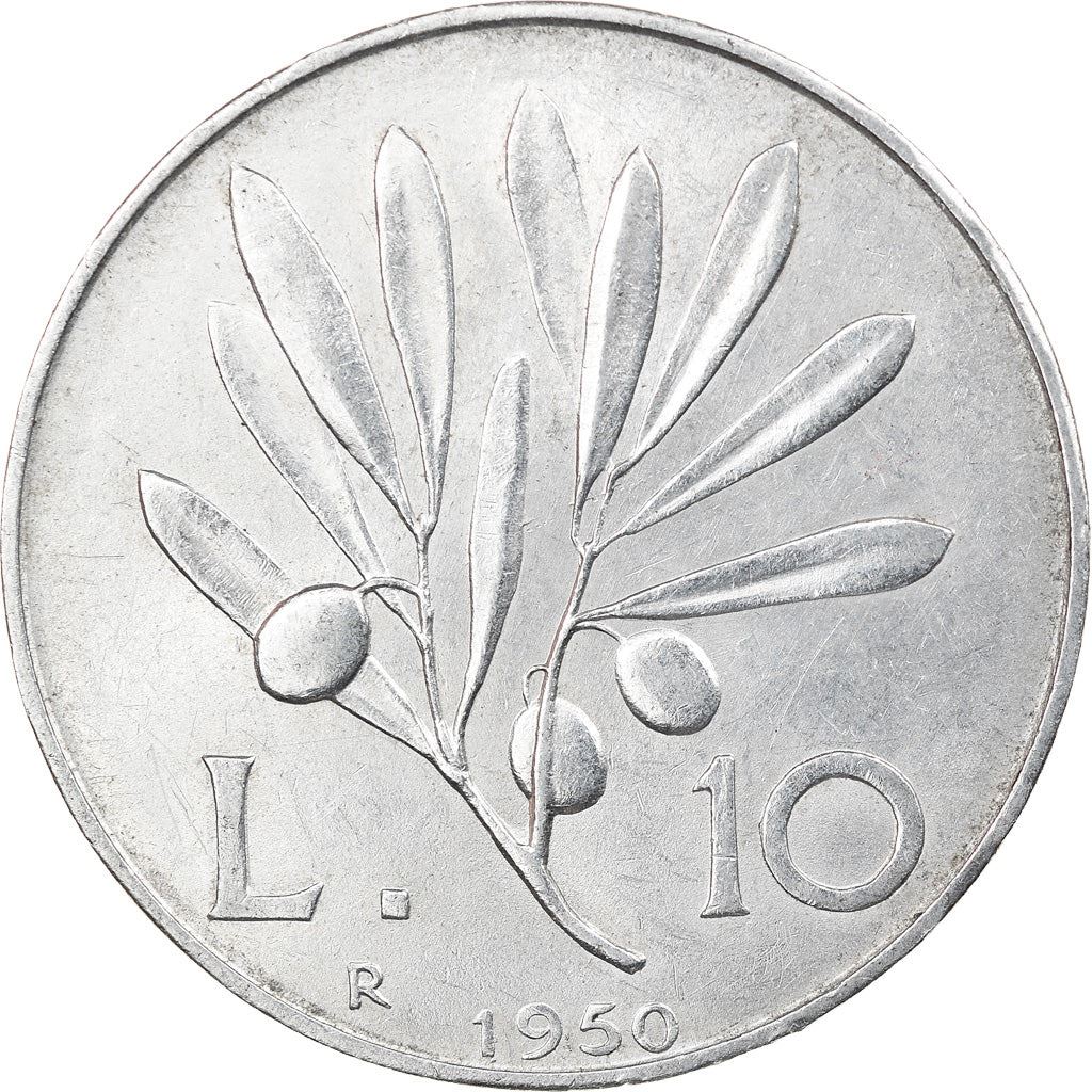 Italy Coin 10 Lire | Flying Pegasus | Olive Branch | Fruit | KM90 | 1946 - 1950