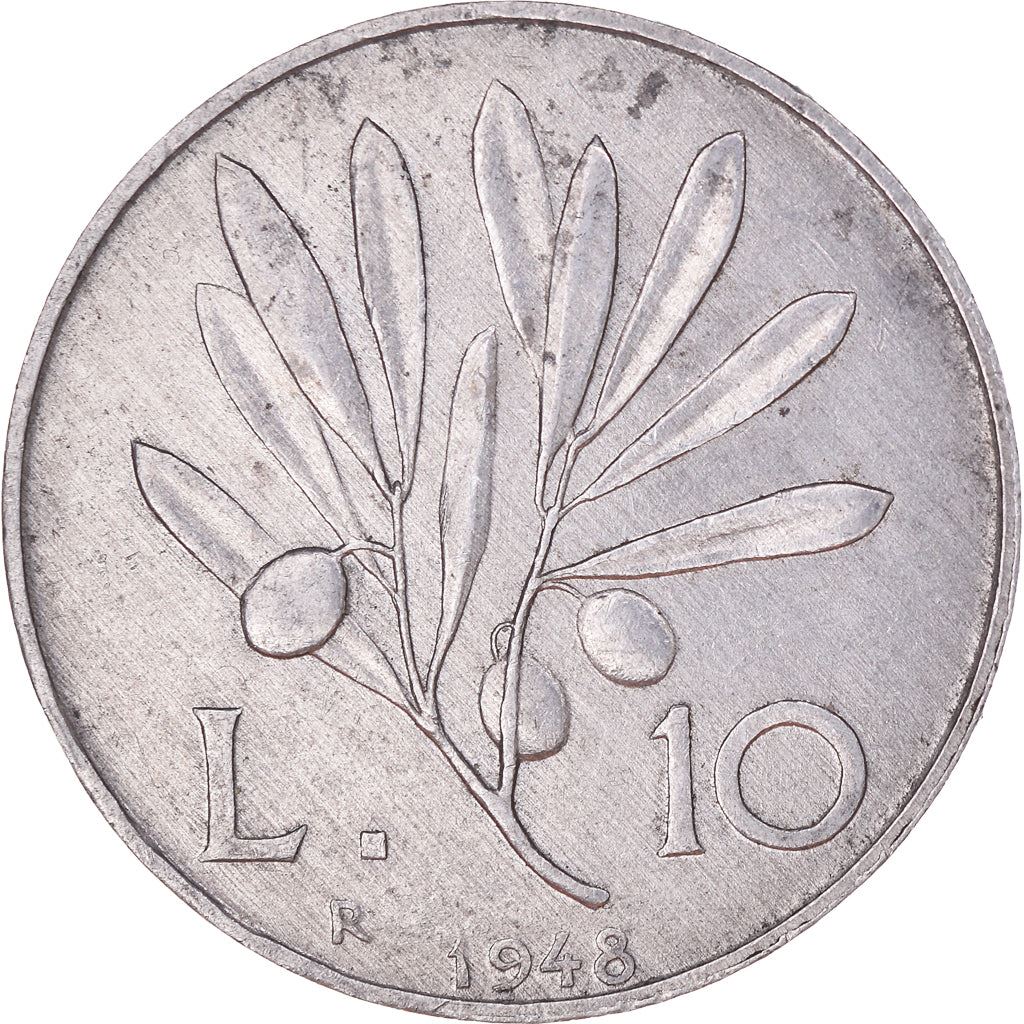 Italy Coin 10 Lire | Flying Pegasus | Olive Branch | Fruit | KM90 | 1946 - 1950