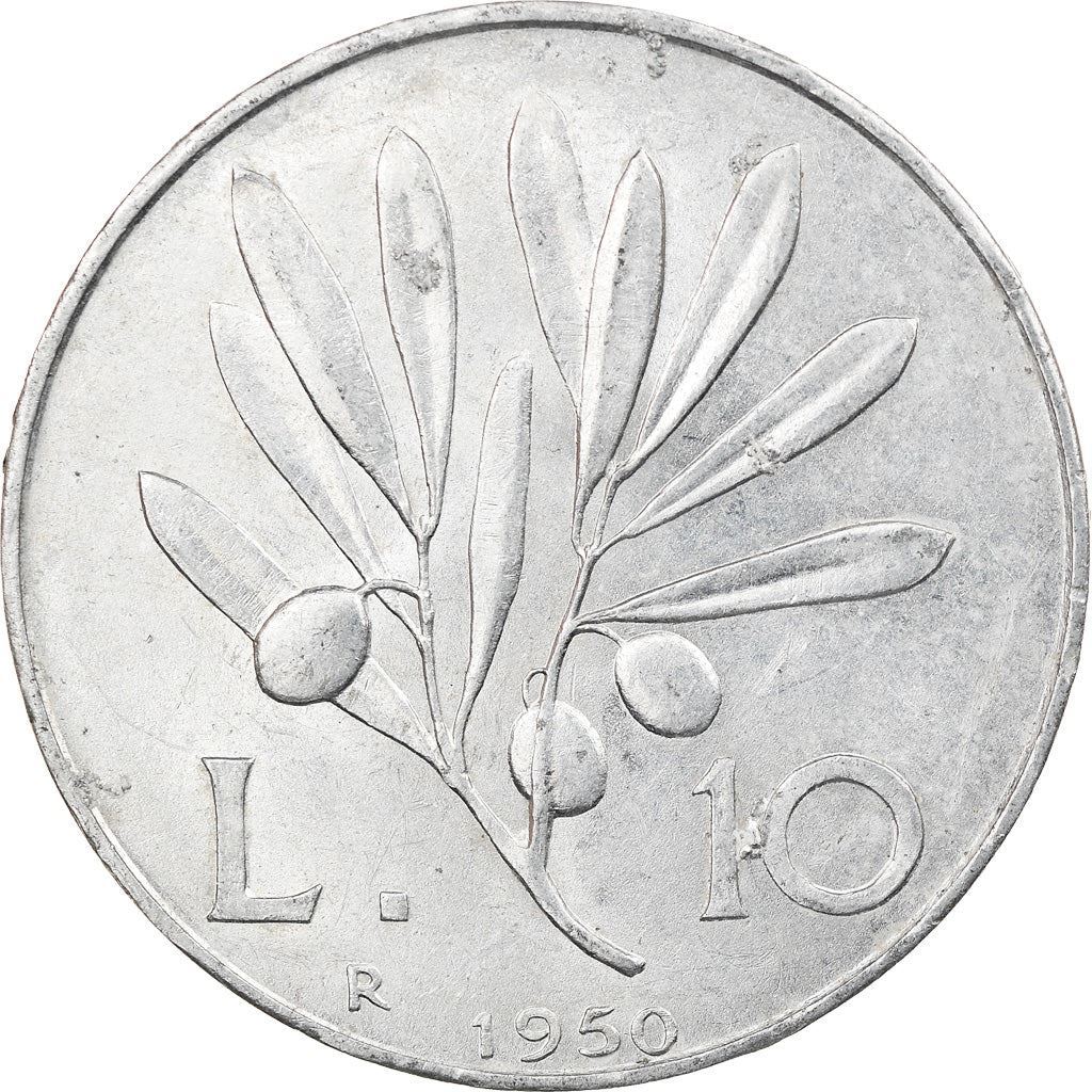 Italy Coin 10 Lire | Flying Pegasus | Olive Branch | Fruit | KM90 | 1946 - 1950