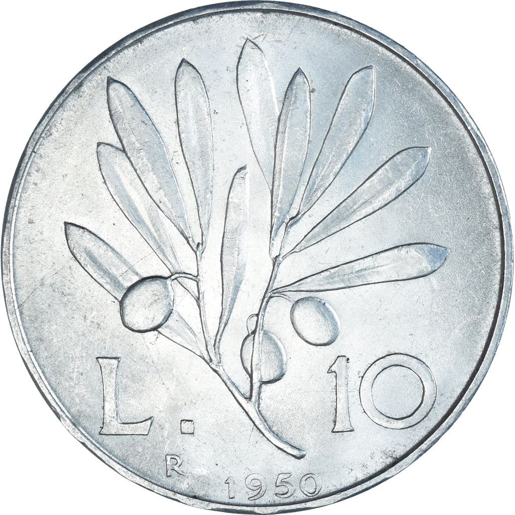 Italy Coin 10 Lire | Flying Pegasus | Olive Branch | Fruit | KM90 | 1946 - 1950