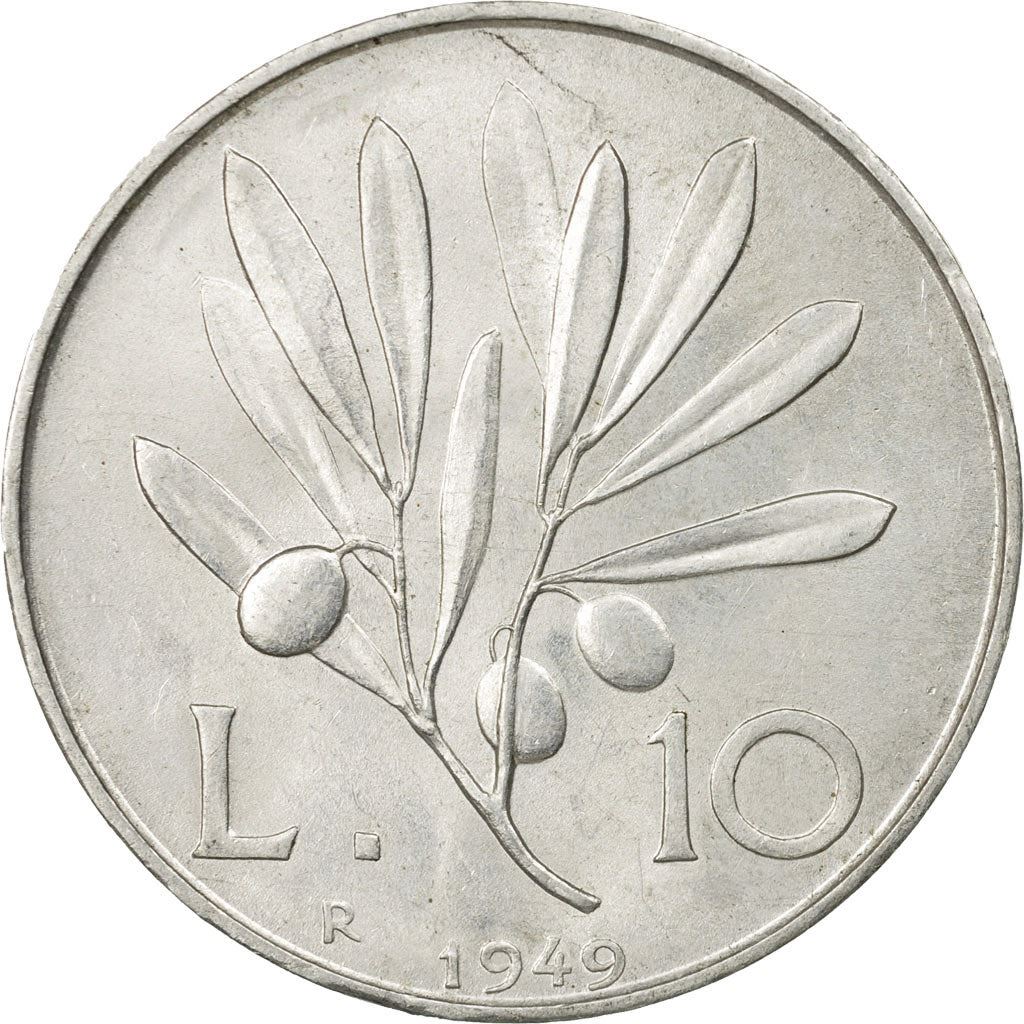 Italy Coin 10 Lire | Flying Pegasus | Olive Branch | Fruit | KM90 | 1946 - 1950