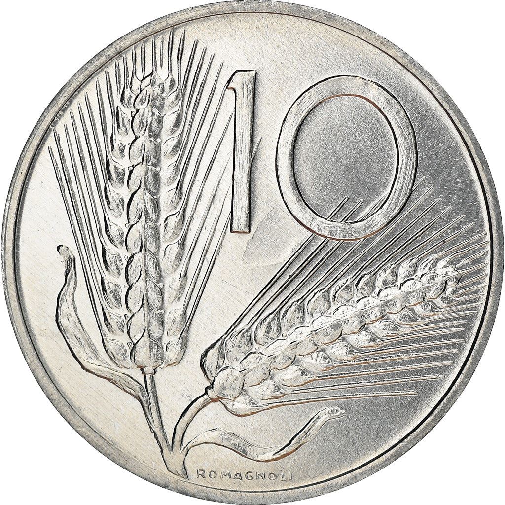 Italy Coin 10 Lire | Plough | Ears of Wheat | KM93 | 1951 - 2001