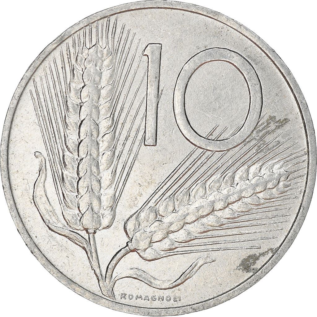 Italy Coin 10 Lire | Plough | Ears of Wheat | KM93 | 1951 - 2001