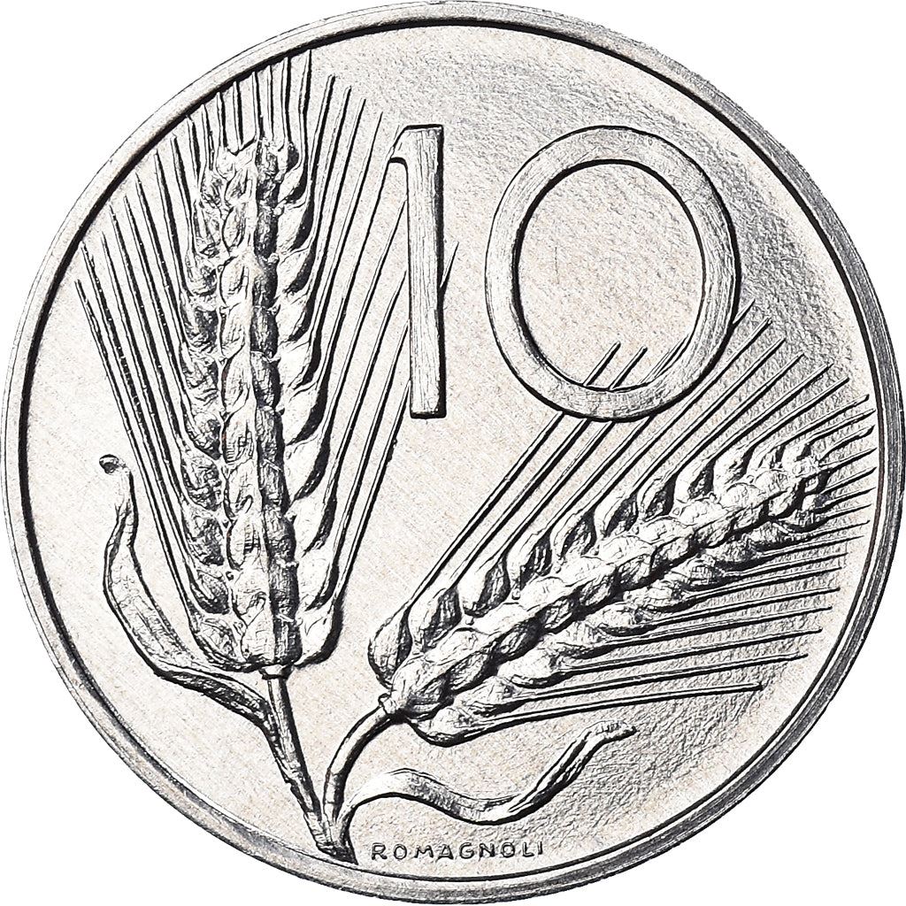 Italy Coin 10 Lire | Plough | Ears of Wheat | KM93 | 1951 - 2001