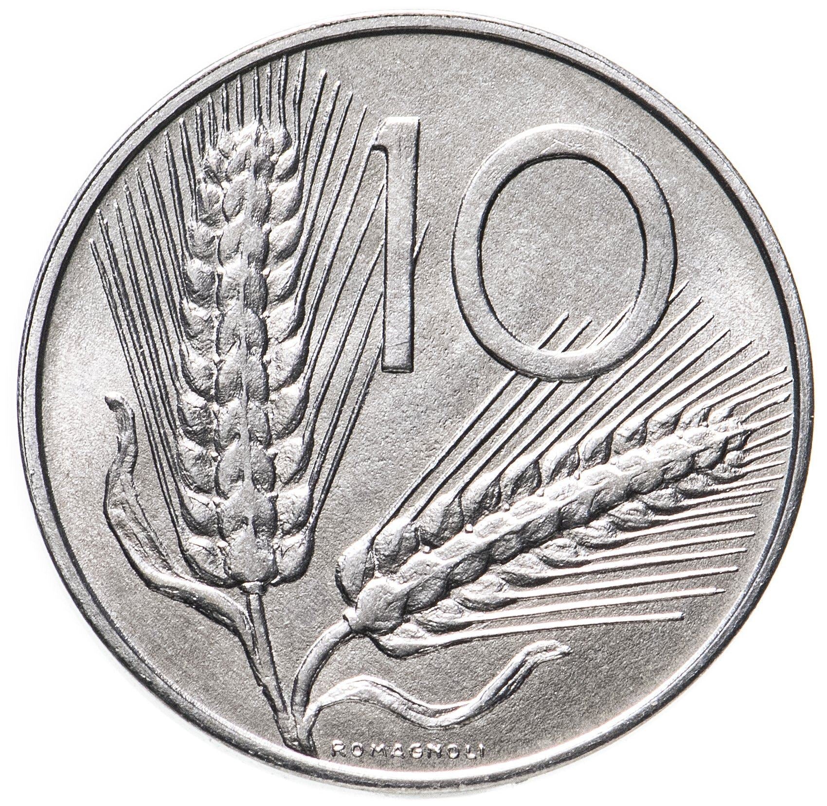 Italy Coin 10 Lire | Plough | Ears of Wheat | KM93 | 1951 - 2001