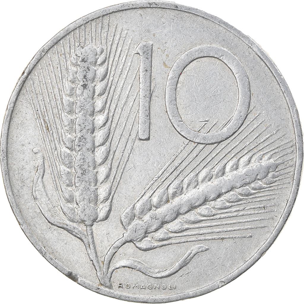 Italy Coin 10 Lire | Plough | Ears of Wheat | KM93 | 1951 - 2001