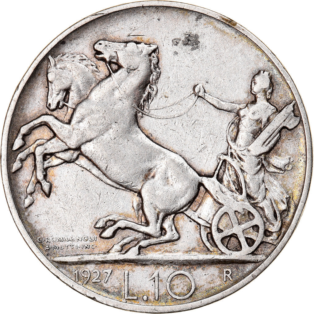 Italy Coin 10 Lire - Vittorio Emanuele III | Statue of Victory | Italia Turrita | KM68 | 1926 - 1934