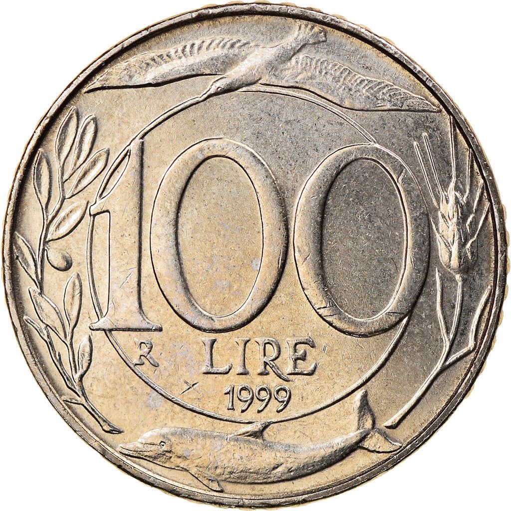 Italy Coin 100 Lire | Bird | Dolphin | Olive Branch | Star | Crown | KM159 | 1993 - 2001