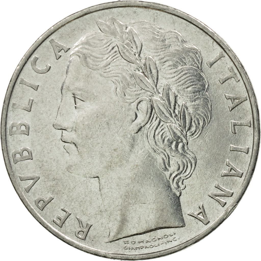 Italy Coin 100 Lire large type | Goddess Minerva | Long Spear | Tree | KM96.1 | 1955 - 1989