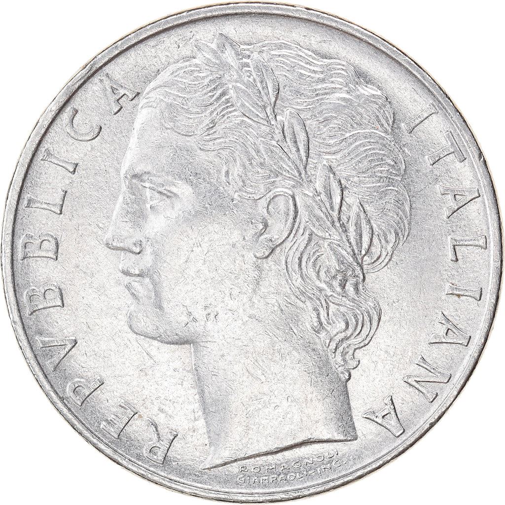 Italy Coin 100 Lire large type | Goddess Minerva | Long Spear | Tree | KM96.1 | 1955 - 1989