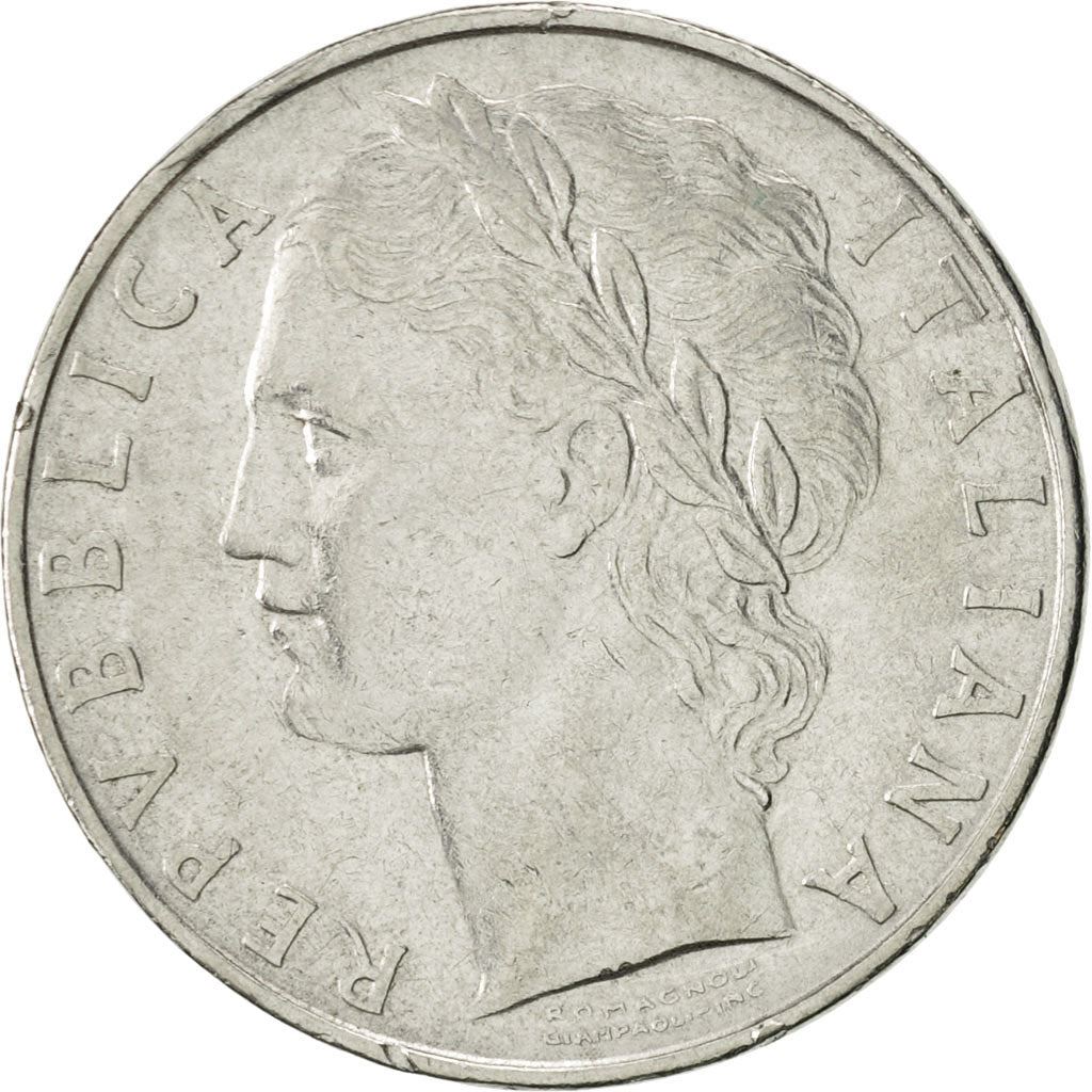 Italy Coin 100 Lire large type | Goddess Minerva | Long Spear | Tree | KM96.1 | 1955 - 1989