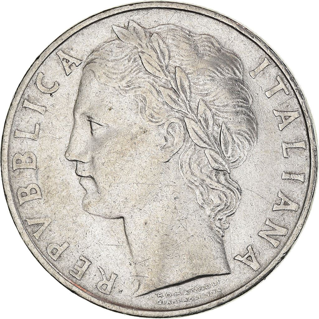 Italy Coin 100 Lire large type | Goddess Minerva | Long Spear | Tree | KM96.1 | 1955 - 1989