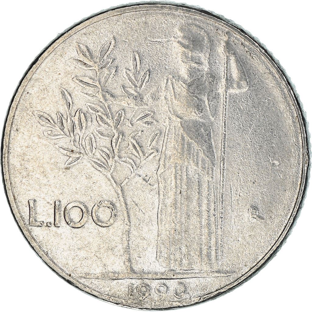 Italy Coin 100 Lire small type | Goddess Minerva | Long Spear | Olive Tree | KM96.2 | 1990 - 1992