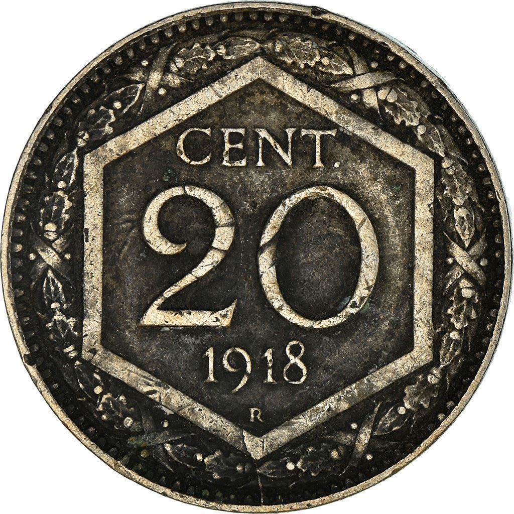 Italy Coin 20 Centesimi - Vittorio Emanuele III | Savoy Shield | Oak Branch | KM58 | 1918 - 1920