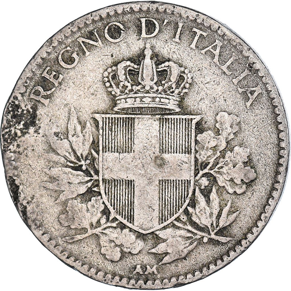 Italy Coin 20 Centesimi - Vittorio Emanuele III | Savoy Shield | Oak Branch | KM58 | 1918 - 1920