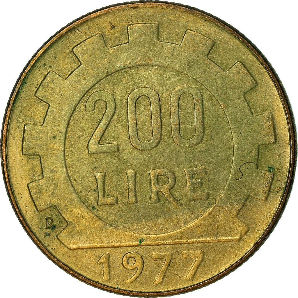 Italy Coin 200 Lire | Libertine | Gear | KM105 | 1977 - 2001