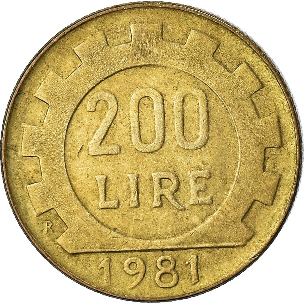 Italy Coin 200 Lire | Libertine | Gear | KM105 | 1977 - 2001