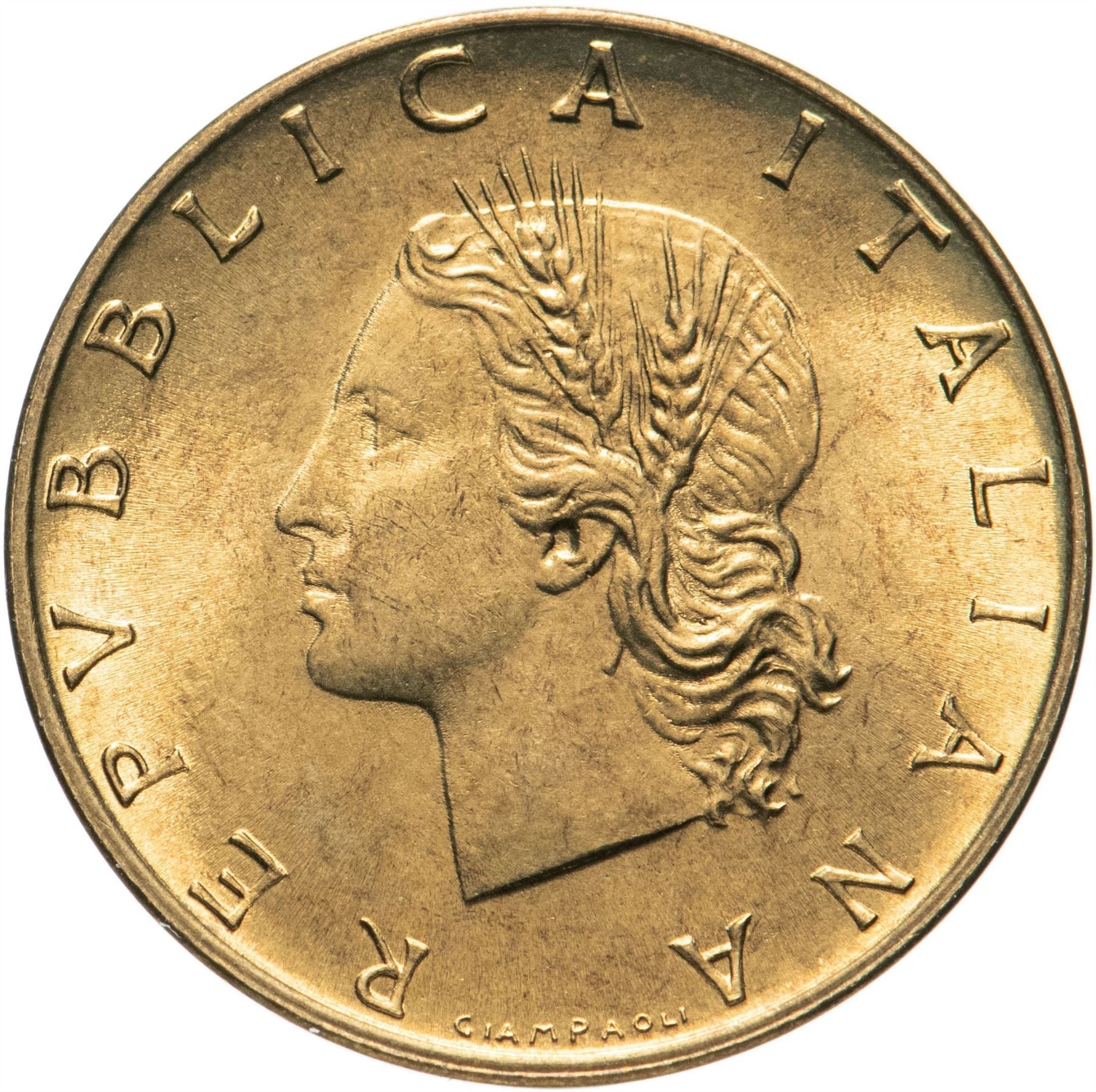 Italy Coin 200 Lire | Libertine | Gear | KM105 | 1977 - 2001