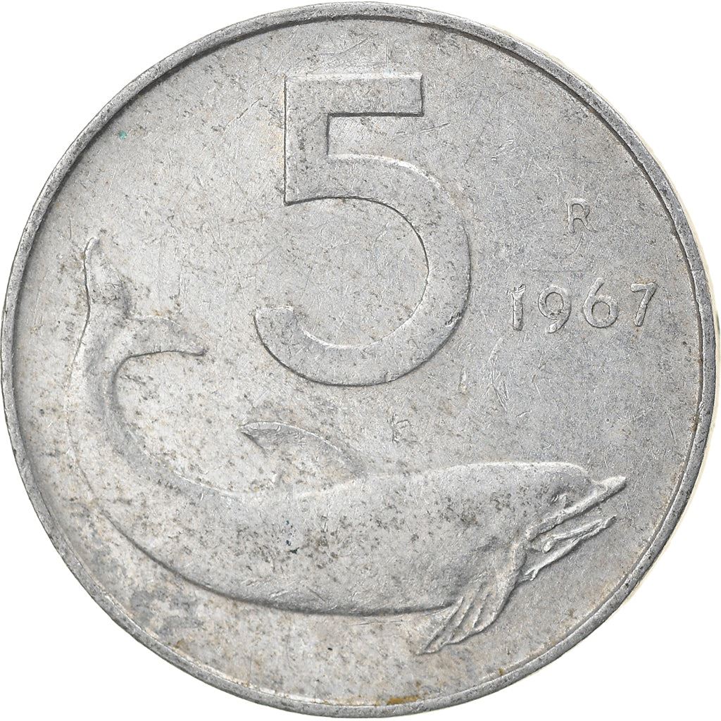 Italy Coin 5 Lire | Ship Rudder | Dolphin | KM92 | 1951 - 2001