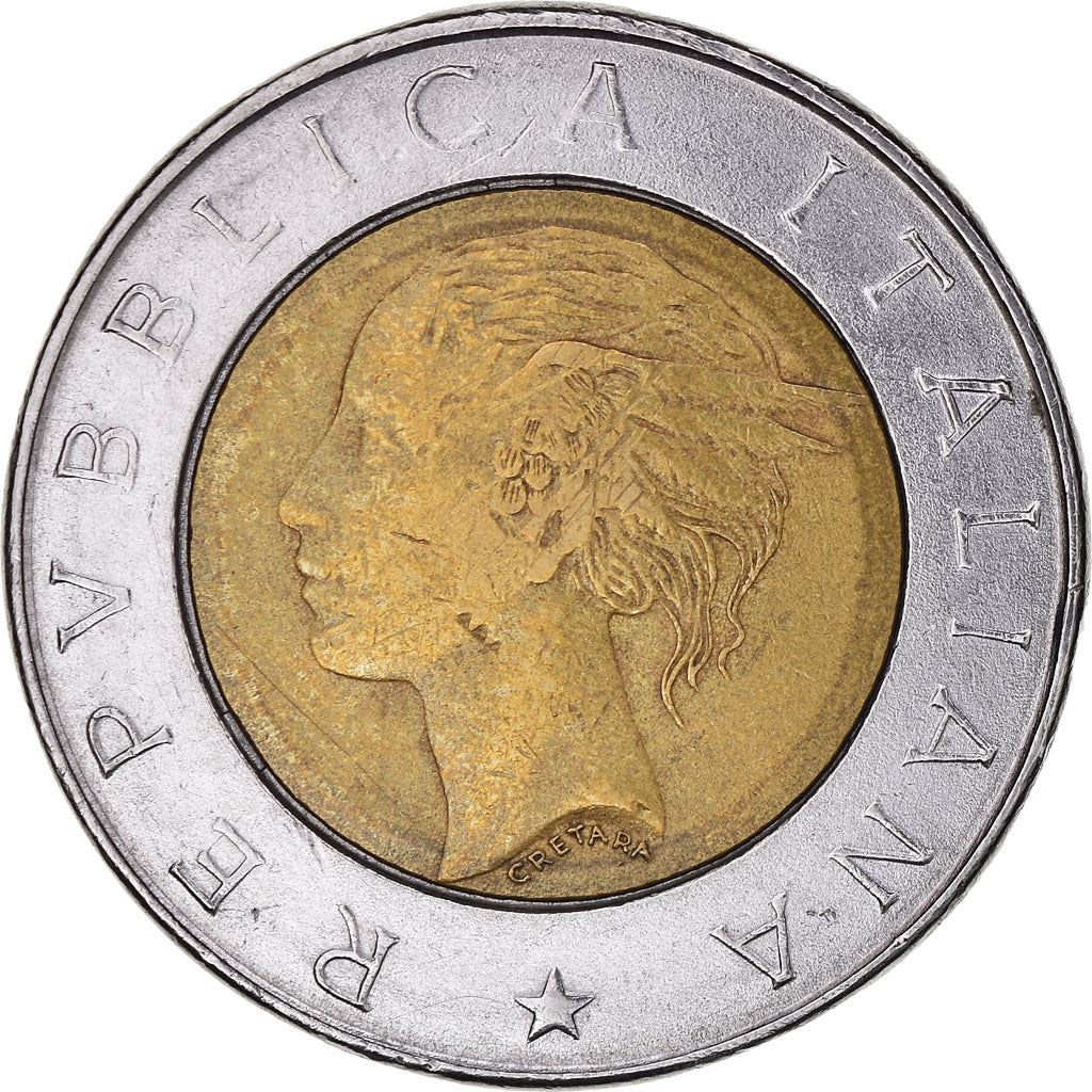 Italy Coin 500 Lire Bank of Italy Centennial | Female Head | KM160 | 1993