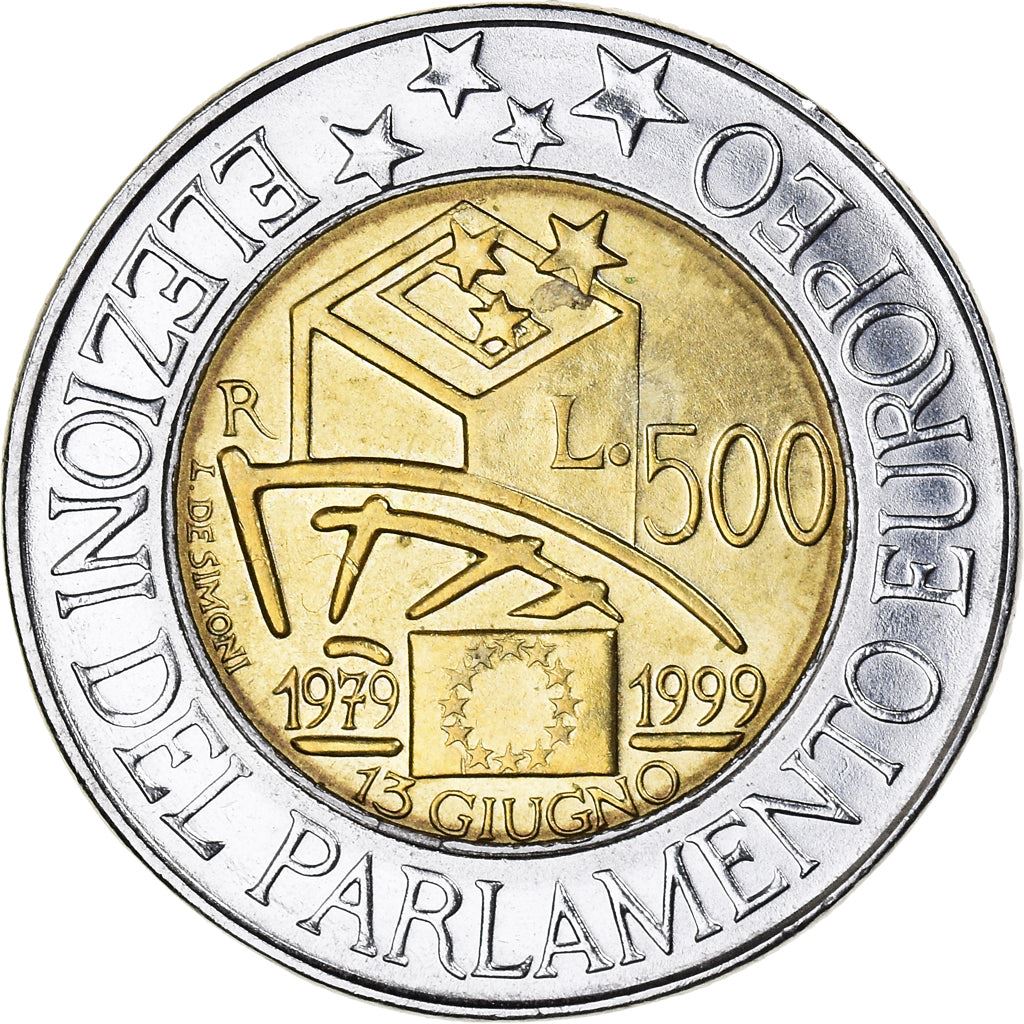 Italy Coin 500 Lire European Parliament Elections | Ballot Box | KM203 | 1999