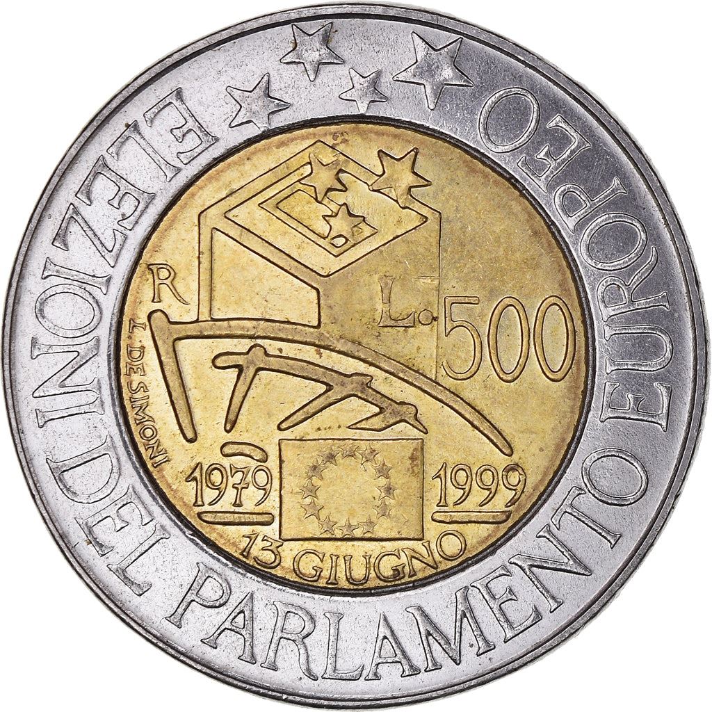 Italy Coin 500 Lire European Parliament Elections | Ballot Box | KM203 | 1999