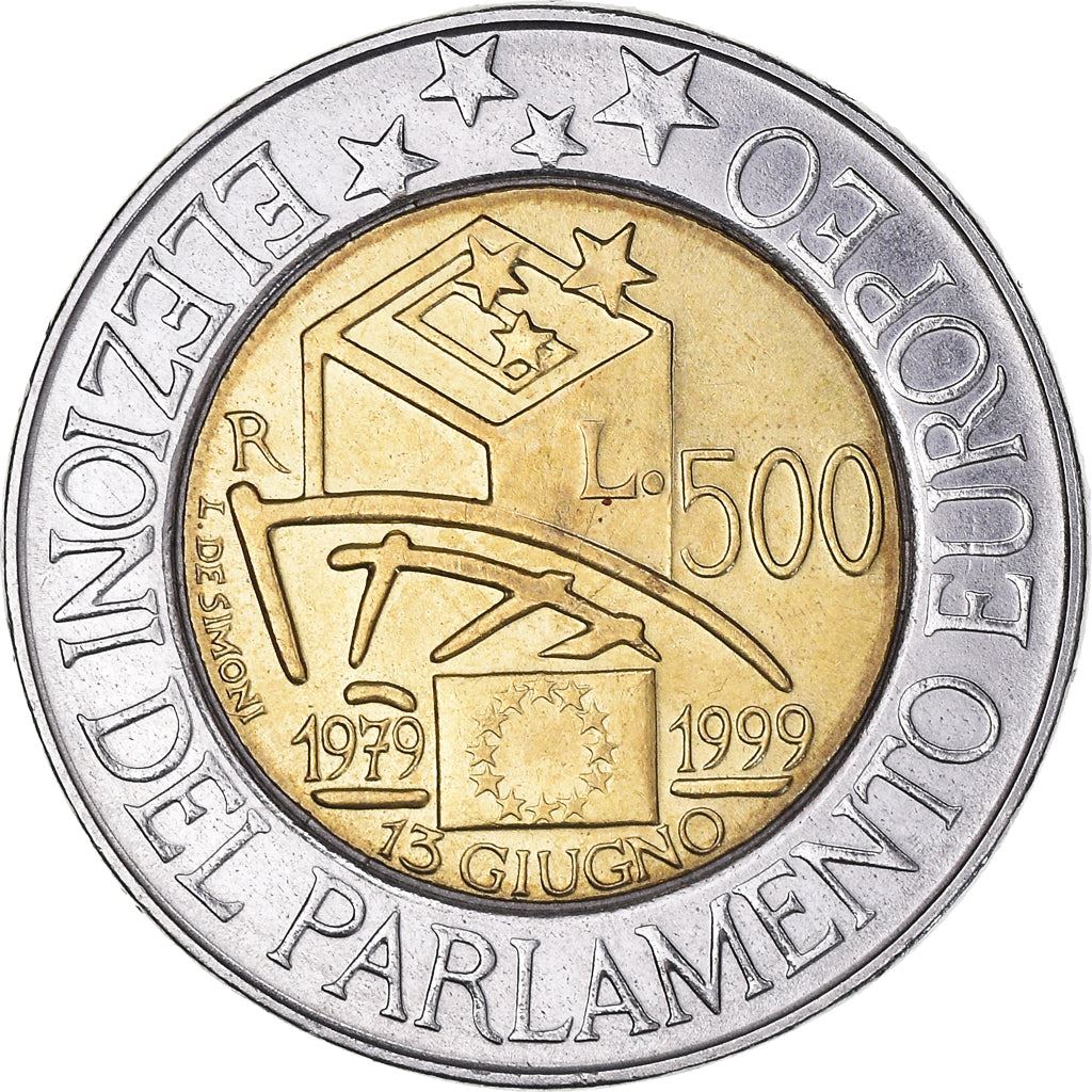 Italy Coin 500 Lire European Parliament Elections | Ballot Box | KM203 | 1999