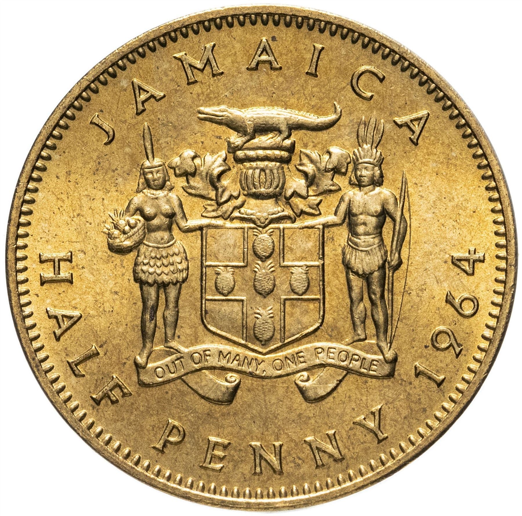 Jamaica | 1/2 Penny Coin | Queen Elizabeth II | Km:38 | 1964 - 1966