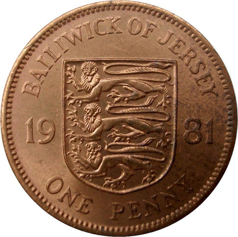 Jersey 1 Penny Coin | Queen Elizabeth II | KM46 | 1981