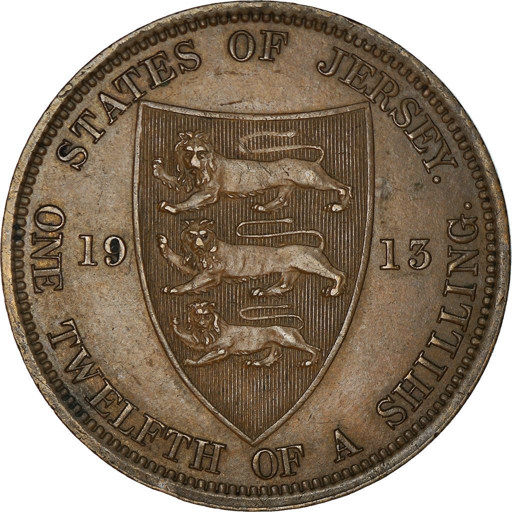 Jersey 1/12 Shilling Coin | King George V | Shield | KM12 | 1911 - 1923