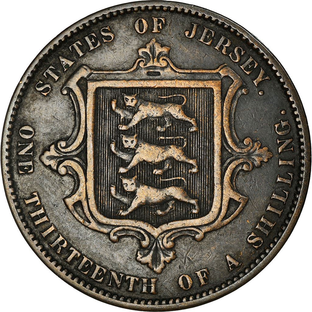 Jersey 1/13 Shilling Coin | Queen Victoria | Shield | KM5 | 1866 - 1871