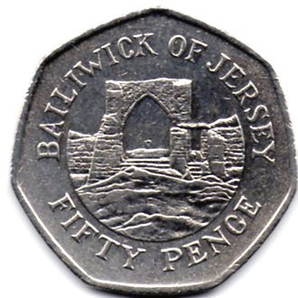 Jersey 50 Pence Coin | Queen Elizabeth II | Grosnez Castle | KM58.2 | 1997