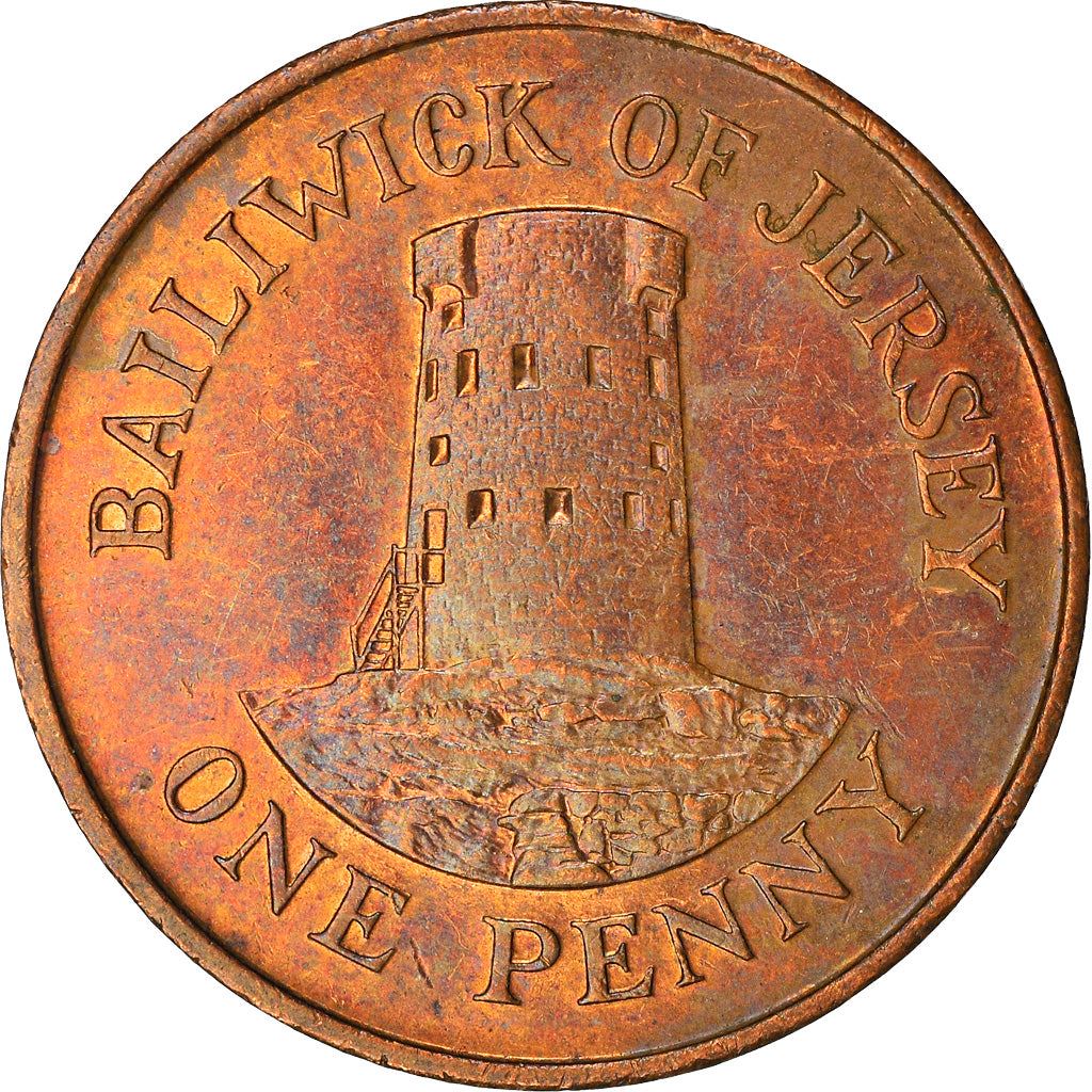 Jersey Coin Islander 1 Penny | Queen Elizabeth II | Le Hocq Watch Tower | KM54 | 1983 - 1992