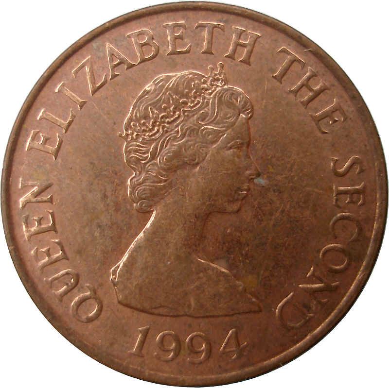 Jersey Coin Islander 1 Penny | Queen Elizabeth II | Le Hocq Watch Tower | KM54b | 1994 - 1997