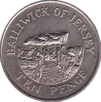 Jersey Coin Islander 10 Pence | Queen Elizabeth II | Faldouet Dolmen | KM57.1 | 1983 - 1990