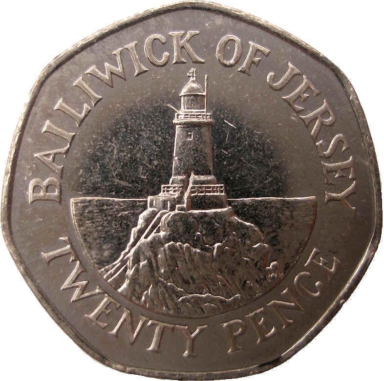 Jersey Coin Islander 20 Pence | Queen Elizabeth II | Corbière Lighthouse | Tiara | KM107 | 1998 - 2016