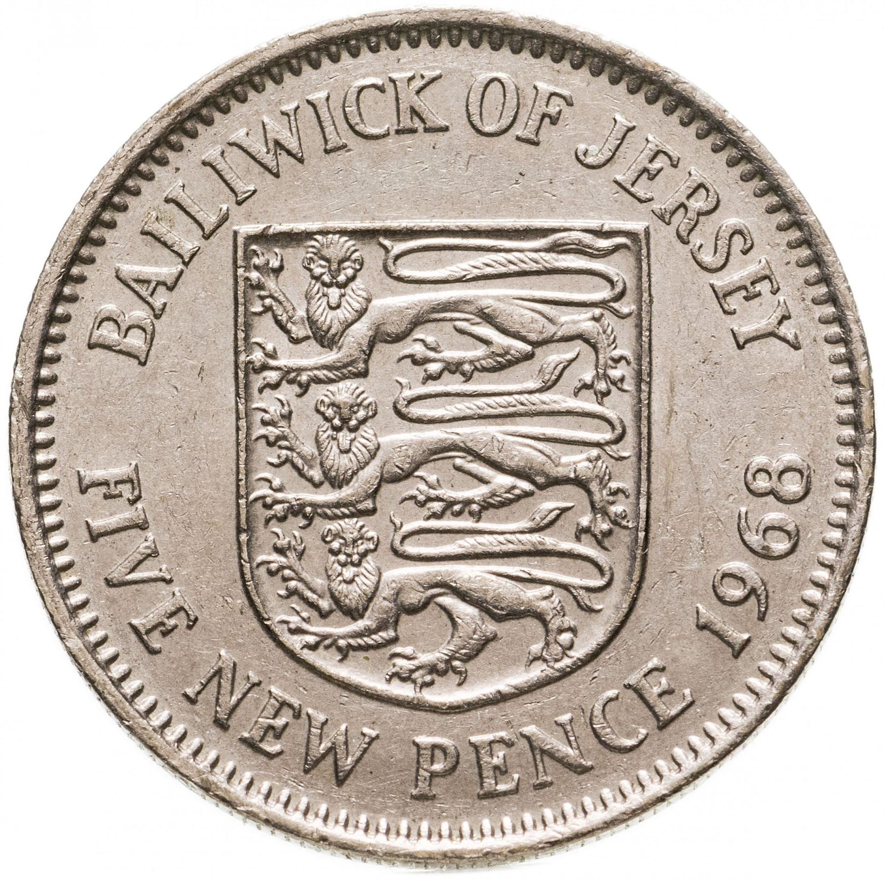 Jersey Coin Islander 5 New Pence | Queen Elizabeth II | KM32 | 1968 - 1980