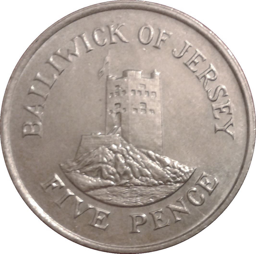 Jersey Coin Islander 5 Pence | Queen Elizabeth II | Seymour Tower | KM56.1 | 1983 - 1988