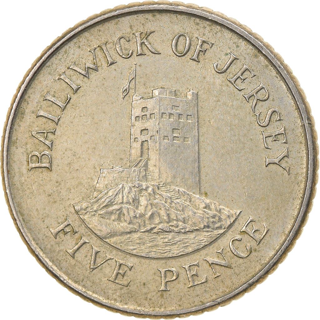 Jersey Coin Islander 5 Pence | Queen Elizabeth II | Seymour Tower | KM56.2 | 1990 - 1997