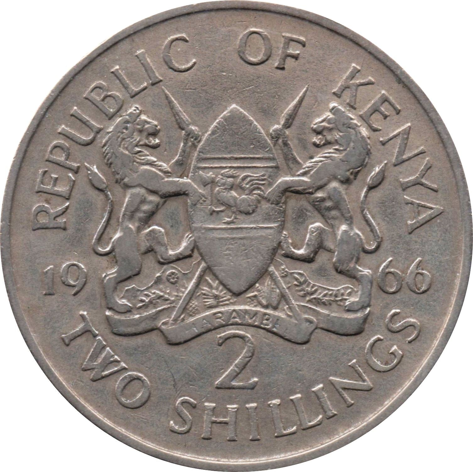 Kenya 2 Shillings Coin | KM6 | 1966 - 1968